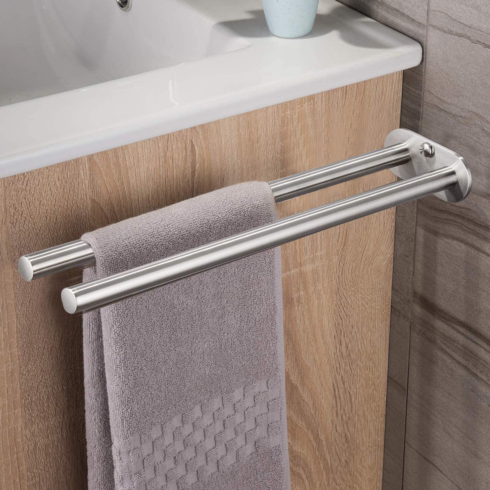 Roudaru 1pcs Towel Rail Bathroom Towel Rack Double Towel Rails