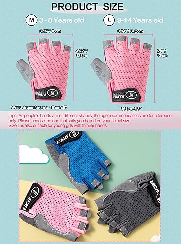 Miniatura 4 de Guantes de ciclismo antideslizantes para niños y niñas de 3 a 14 años, guantes transpirables para patinaje, scooter