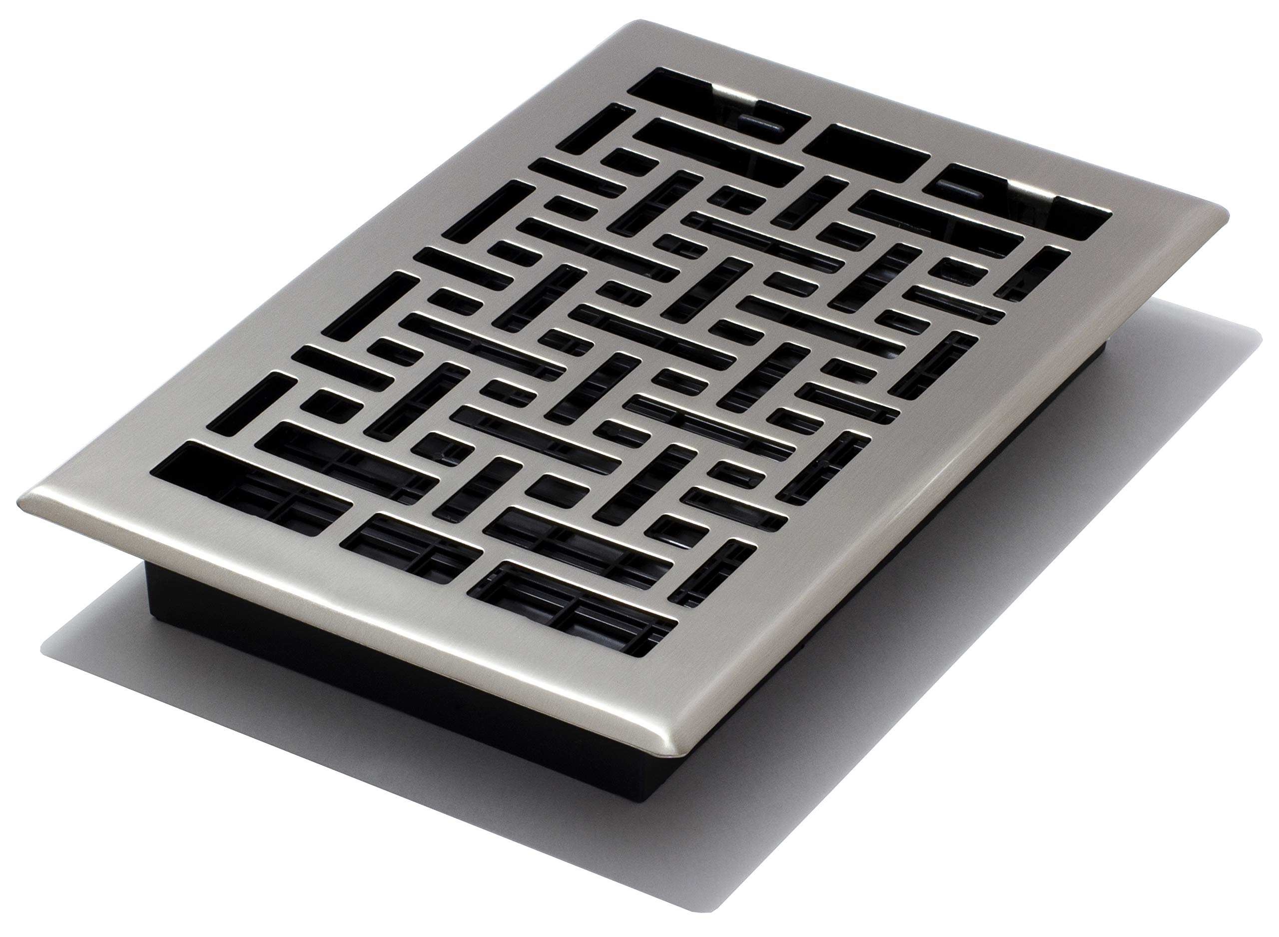 Decor Grates AJH610-NKL Oriental Floor Register, 6-Inch by 10-Inch, Nickel, Brushed Nickel Finish, 6x10