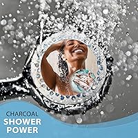 Vista 8 de SHOWER BOUQUET Esponja de baño de carbón de luffa XL, paquete de 4 unidades, azul-verde/ Extra grande 75g (2.65 oz) de malla suave color y negro