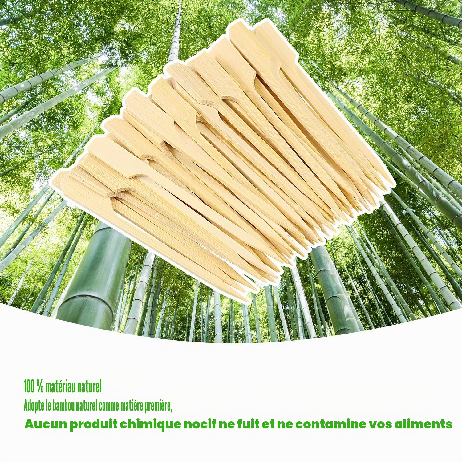 Hysagtek Lot de 400 Pics en Bambou Brochettes en bambou en Bois 9 CM Piques à Brochettes Convient à pour Apéritif Cocktails Amuse-Bouches Fruits Sandwichs Collations Barbecue