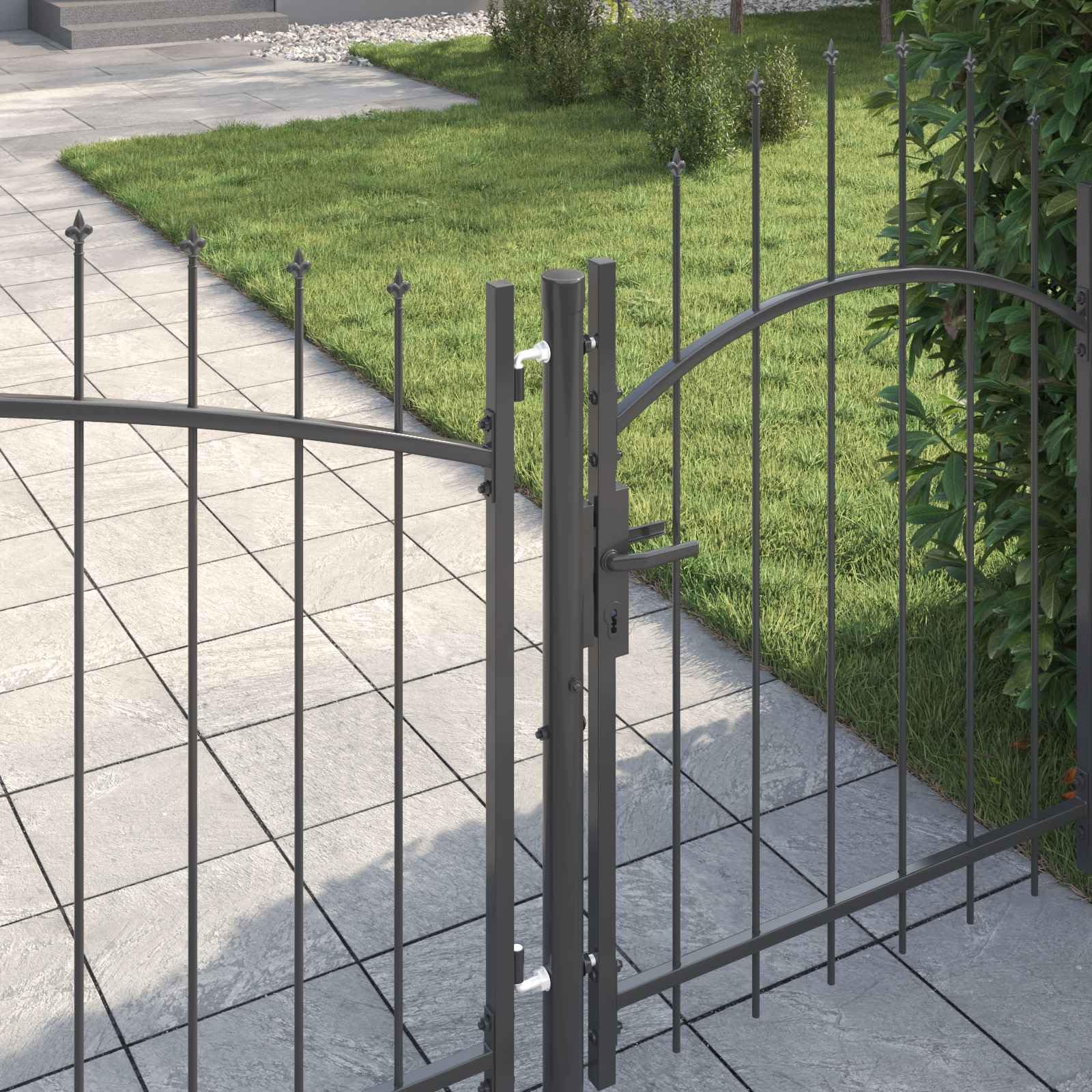 Cancello Doppio Cancello per Recinzione a Doppia Anta Cancello da Giardino per Recinzione con Manico, in Acciaio zincato, 100 x 400 cm