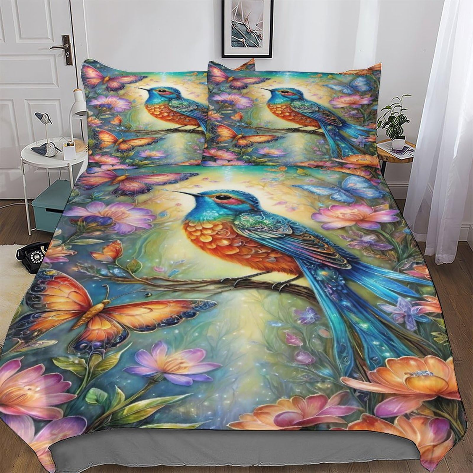 Housse de couette colibri 3D pour chambre d'enfant et suite parentale King