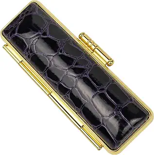No.3 stamp shop 印鑑ケース 高級革印鑑ケース 朱肉付き 10.5mm 12.0mm 13.5mm 15.0mm 16.5mm 18.0mm用 男性 女性 ハンコ 祝い プレゼント 印鑑 就職祝い ギフト 入学祝 おしゃれ (紺紫, L)