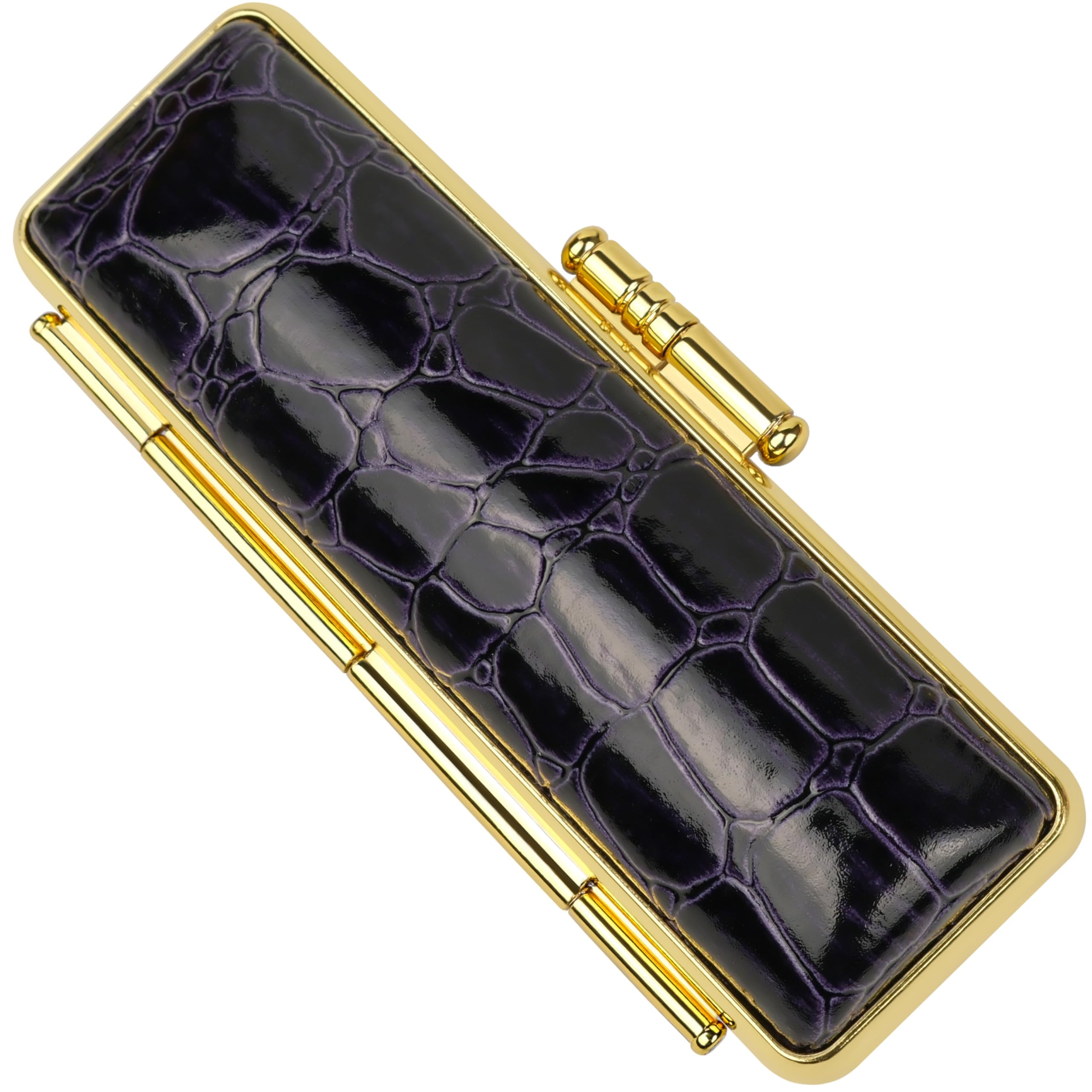 No.3 stamp shop 印鑑ケース 高級革印鑑ケース 朱肉付き 10.5mm 12.0mm 13.5mm 15.0mm 16.5mm 18.0mm用 男性 女性 ハンコ 祝い プレゼント 印鑑 就職祝い ギフト 入学祝 おしゃれ (紺紫, L)