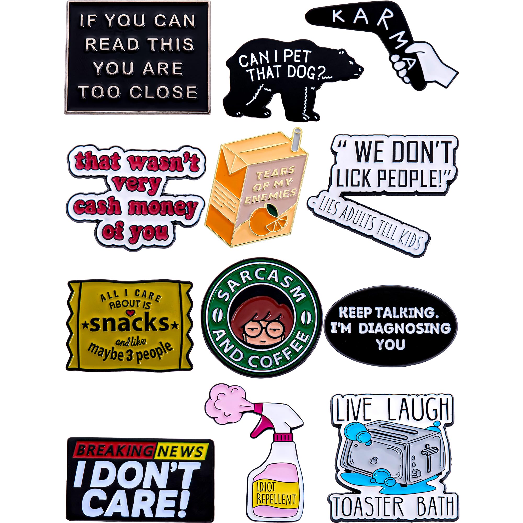 Anjulery Sarcastic Enamel Pins Set – Funny & Dark Humor Pins for Backpacks, Jackets, Gifts, Office Use – Collectible Metal Lapel Pins for Adults, Meme