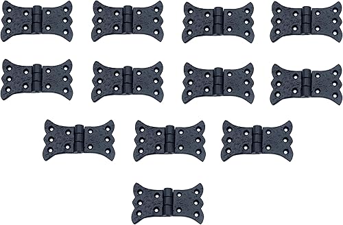 Miniatura 8 de Adonai Hardware "Aeneus" Bisagras de mariposa vintage de hierro fundido antiguo (8 unidades, revestimiento de polvo negro) para puertas de granero,