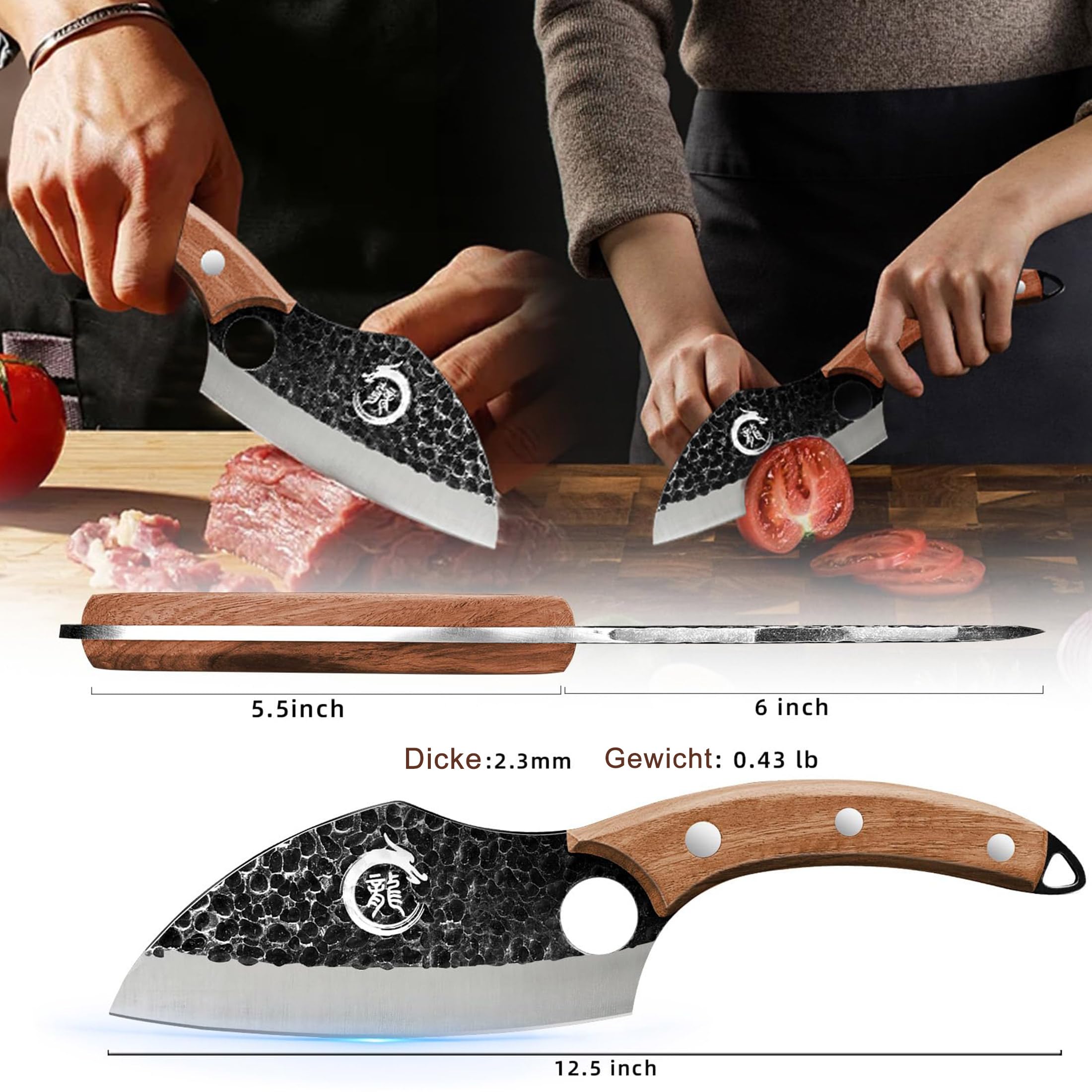 Plys Coltelli da Cucina Professionali Giapponese: Coltello da Chef Forgiato a Mano