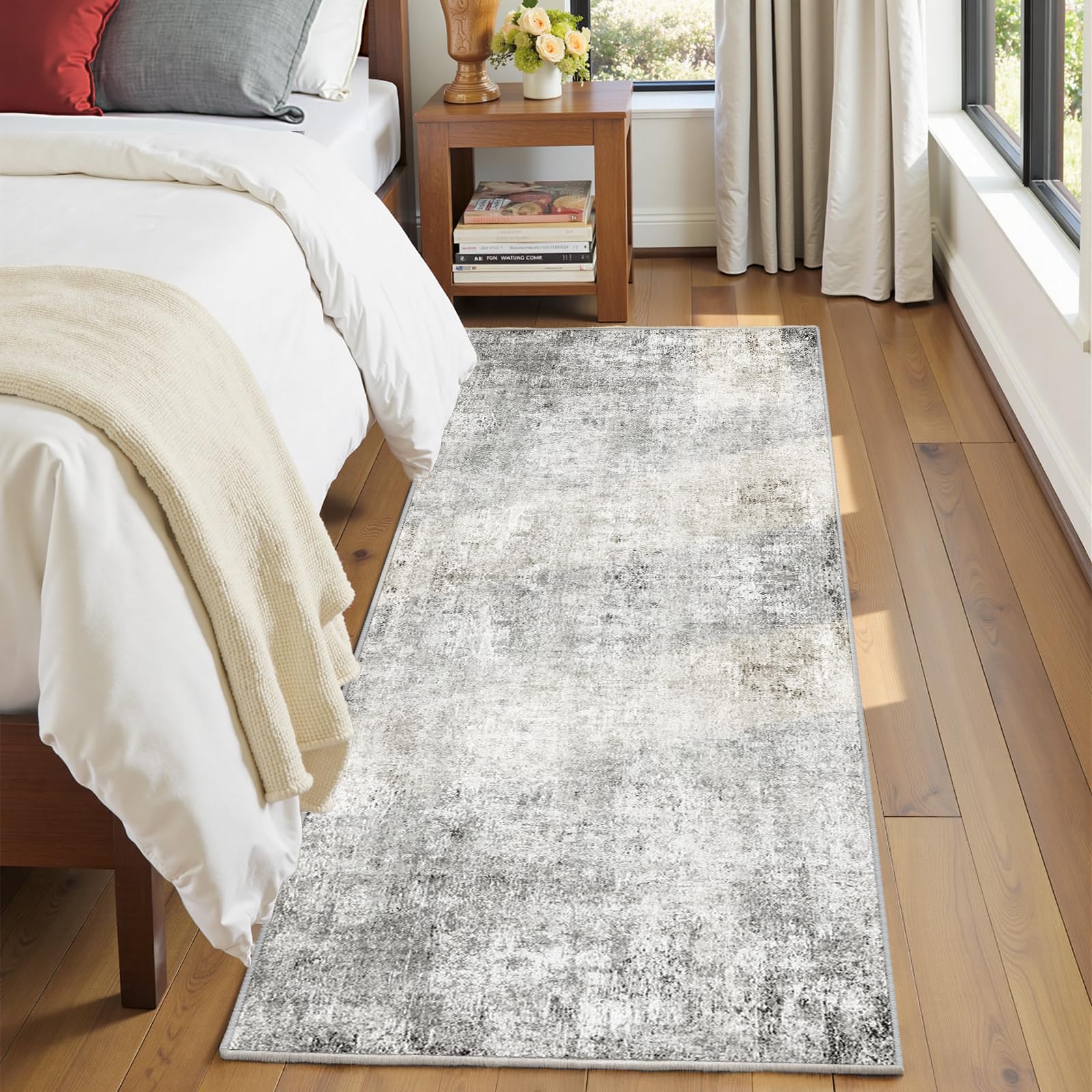similar to….releany washable area rugs 2'x6' non-slip modern abstract soft for living room entryway bedroom nursery, print pattern, gray white grey