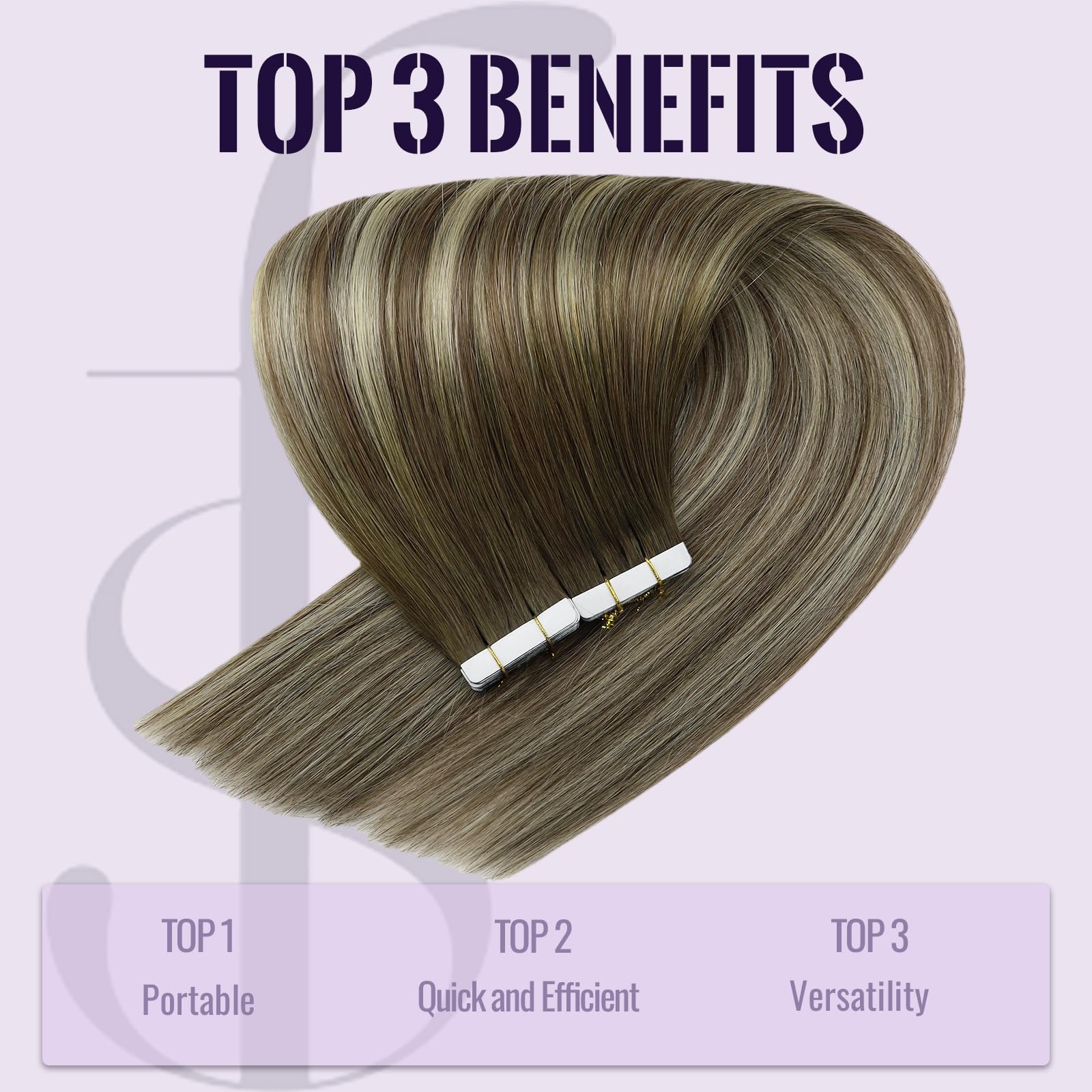 Fshine Extension Biadesivo Capelli Lisci 30g 20Pcs 30CM Extension Adesive Capelli Castano Scuro A Castano Cenere Con Highlight Del Biondo Medio Extension Capelli Remy 3/8/22