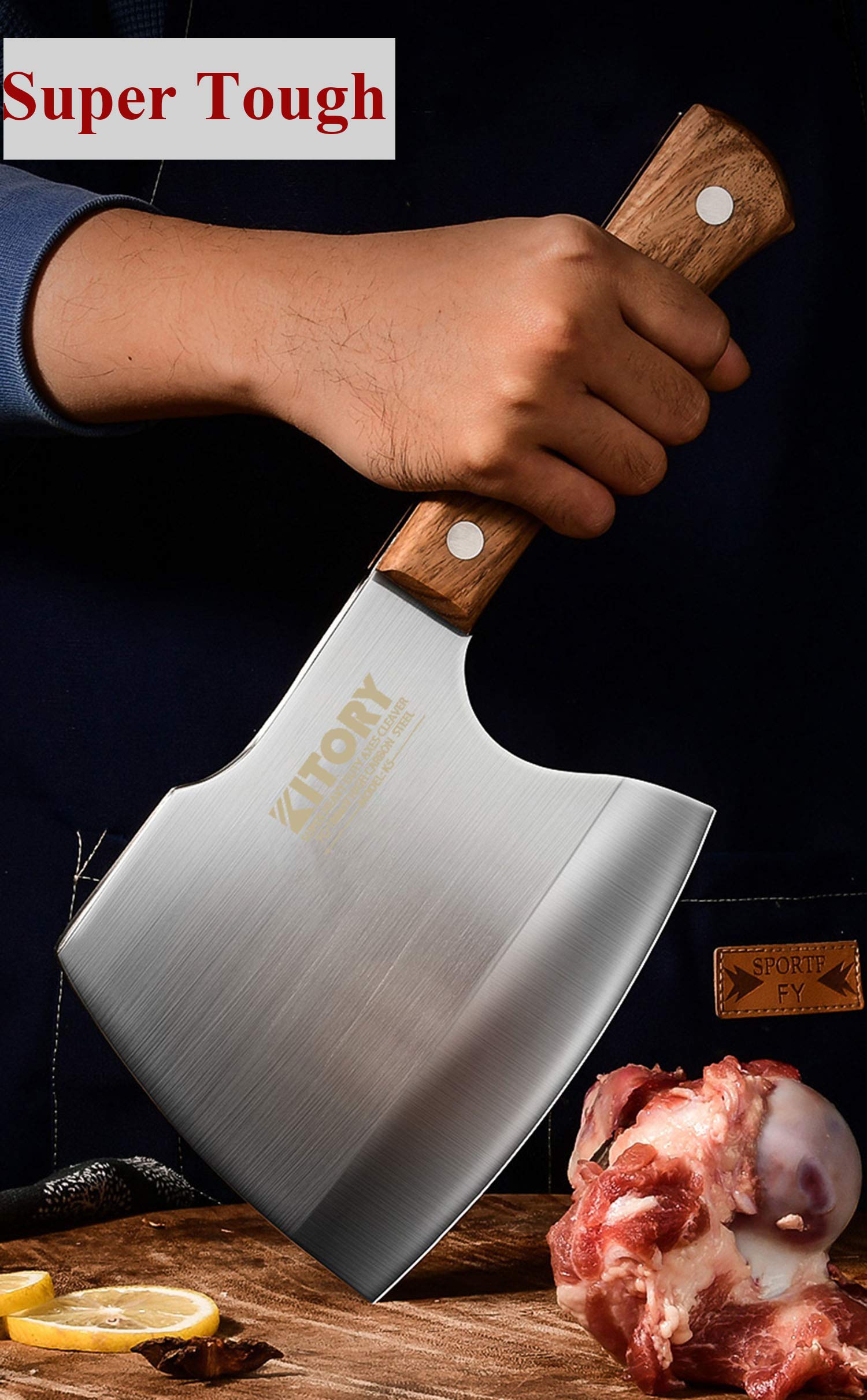 KITORY Meat Cleaver Heavy Duty Axes Bone Breaker Butcher Knife for Meat