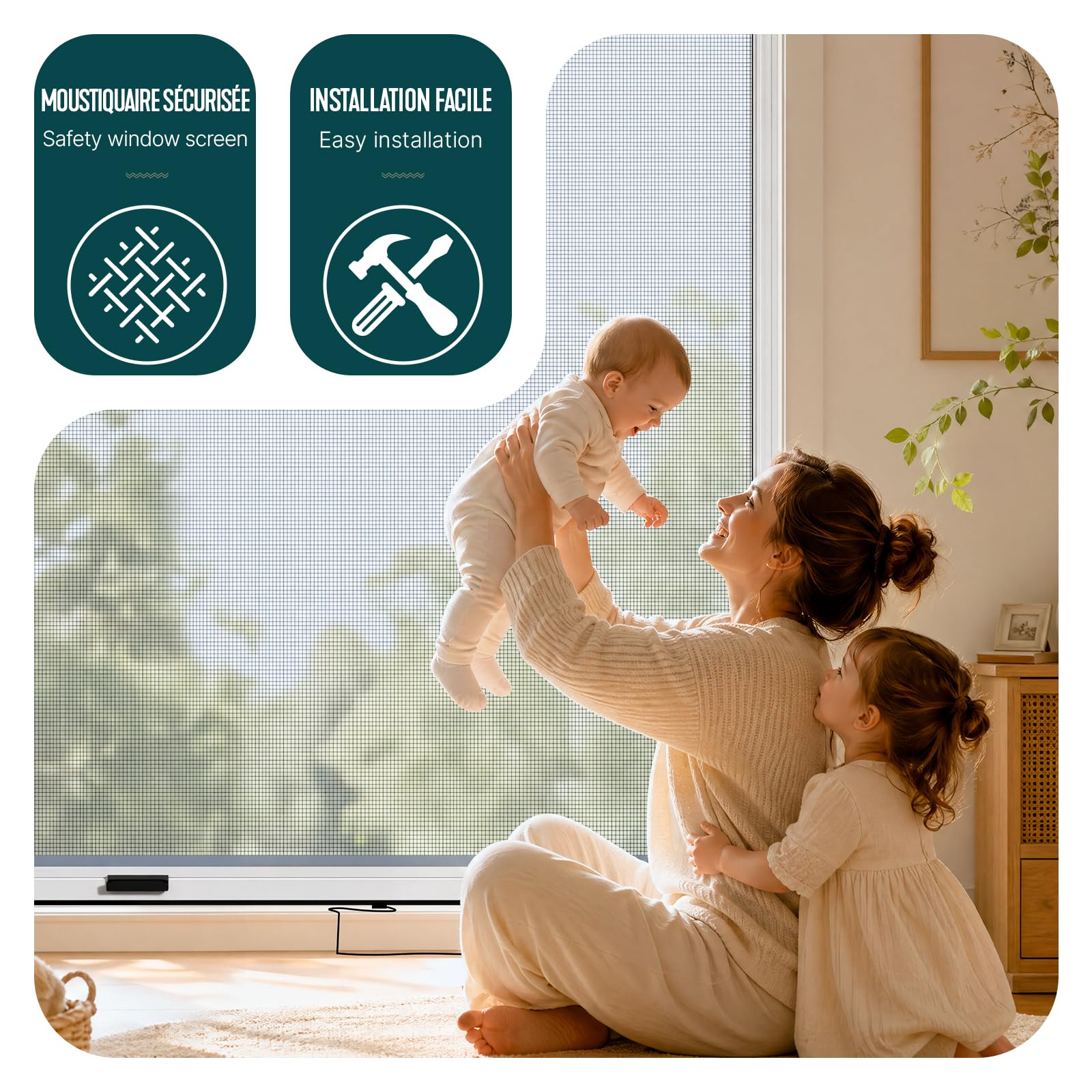 VOUNOT® Store Moustiquaire Fenêtre Enroulable en Aluminium Recoupable avec Maille en Fibre de Verre Store Moustiquaire Installation Facile L130 x H160 cm Blanc