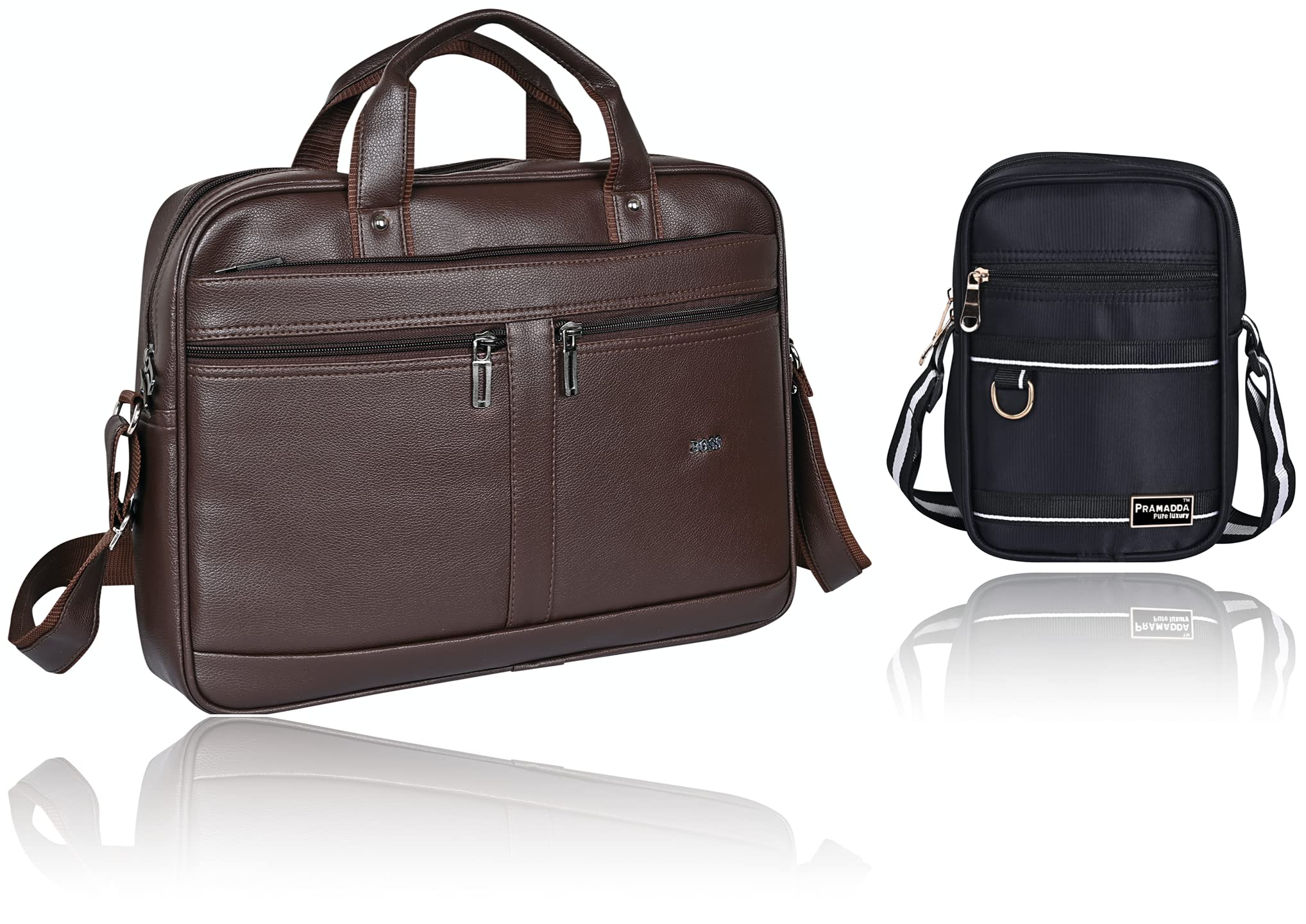 Pramadda Pure Luxury Stylish Faux Leather Messenger Sling Bag Combo Pack | 15.6 inch laptop bag Compact Mobile Crossbody Side Bag | Corporate Business Festival Diwali Gift item for Men (B09FZBXW5G) Amazon Price History, Amazon Price Tracker