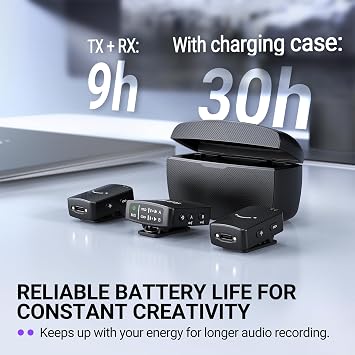 FIFINE Wireless Collar Microphone for iPhone/Android/Tablet, Noise Canceling Collar Wireless Microphone System for Video Recording, Compatible with DSLR Camera for Vlog, Interview, Streaming-M9