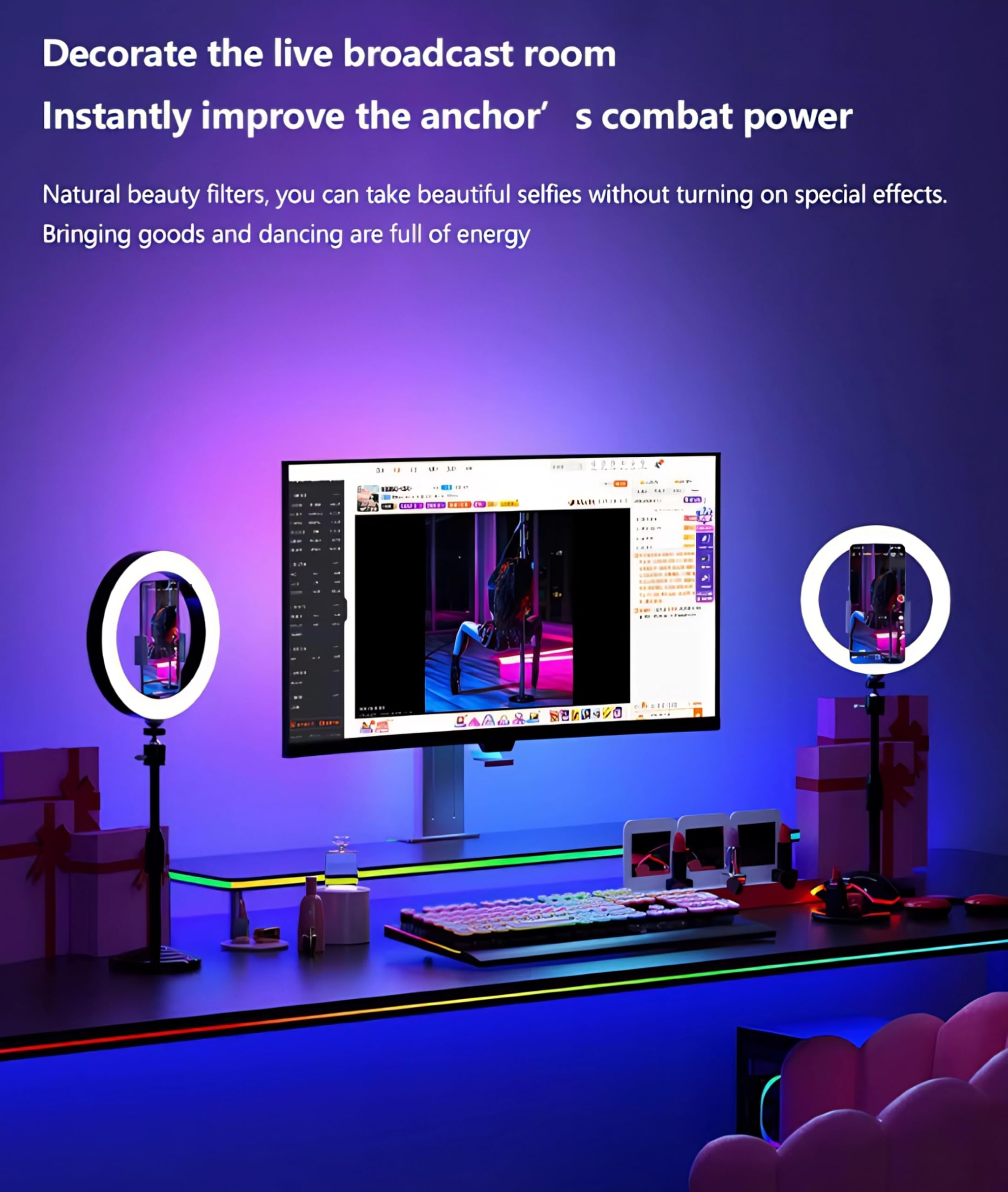 Światła LED do Podświetlenia Monitora, Synchronizacja Ekranu LED Oświetlenie Otoczenia z Wieloma Trybami Oświetlenia, Pasek LED USB RGB do Sypialni, PC, Monitor do Gier