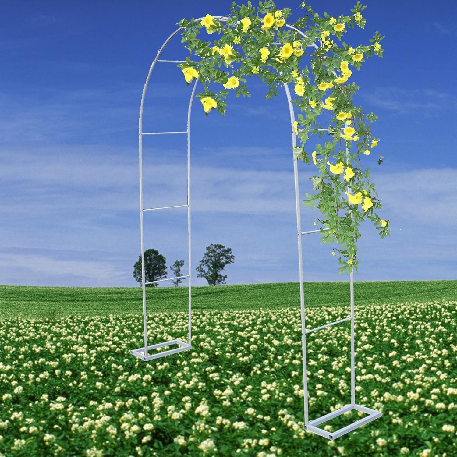 Rose Arch Trellis, Weatherproof Garden Arch, Garden Archway for Climbing Plants, Metal Pergola Arbor, Arch Arborr for Indoor/Outdoor/Garden Lawn/Wedding(White,120x220x25cm)