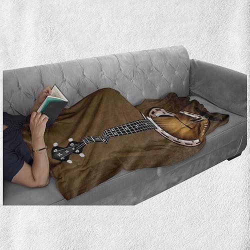 Miniatura 6 de Lunarable Banjo Throw Blanket, Country and Western Music Retro Folk Traditional Jazz Caribbean Old-time Hippie Sound, Flannel Fleece Accent Piece