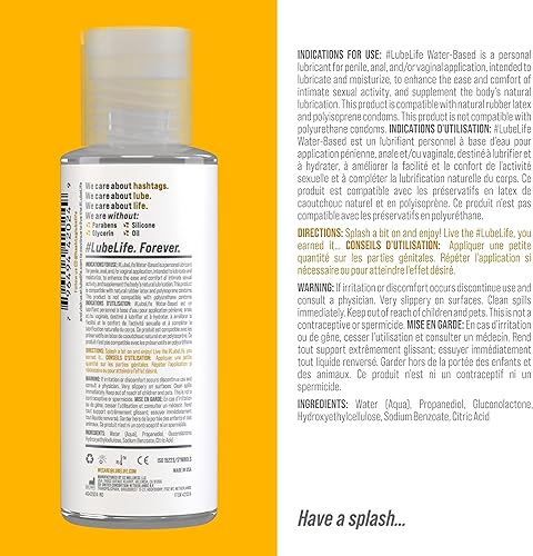 Miniatura 2 de Lube Life Lubricante personal a base de agua, paquete de 3, lubricante a base de agua para hombres, mujeres y parejas, no mancha, 3 x 2 onzas