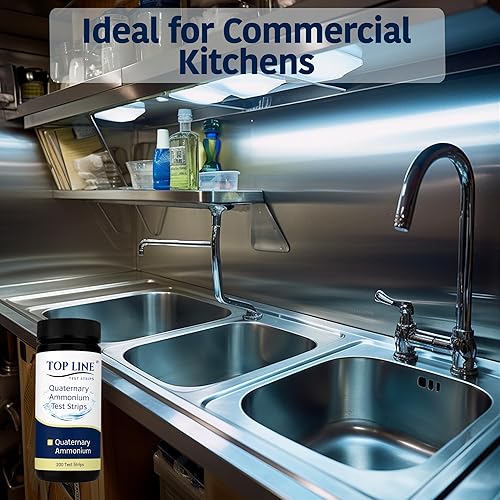 Miniatura 5 de 200 tiras de prueba de desinfectante cuaternario, servicio de alimentos, 0-500 ppm (QAC), tira de prueba cuaternaria, tiras de prueba de varios quat