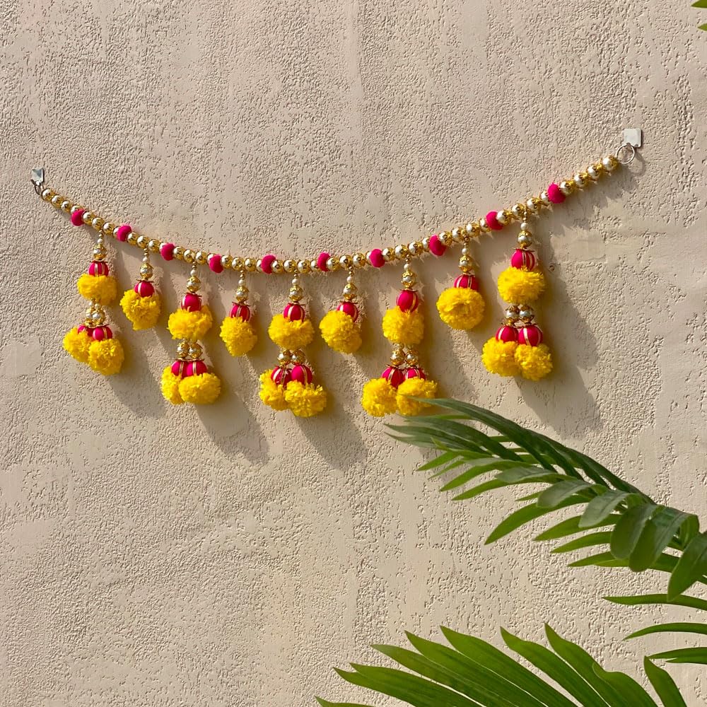 Kaameri Bazaar Handmade Plastic Beads Pom Pom Marigold genda Handmade Traditional Door Hanging/Bandarwal/Toran for Door, Traditional Bandarwal, Torans for Entrance Door Set for Door, 48 inch (B0CK48PSLV) Amazon Price History, Amazon Price Tracker