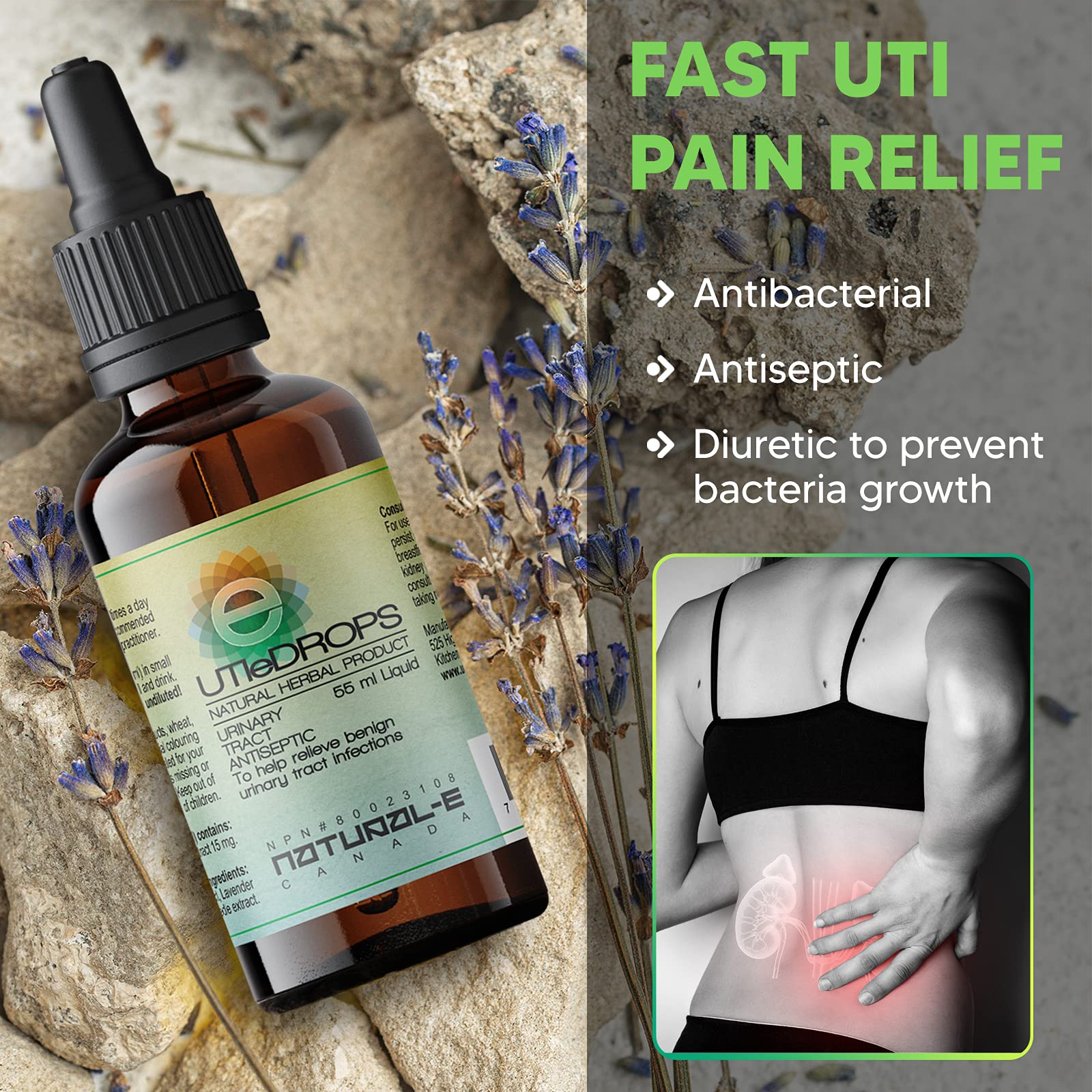 UTI E-Drops Tratamiento Natural para la Infección del Tracto Urinario. Elimina con Rapidez Ardor Picazón y Malestar de Infección de Orina. Concentración del Extracto de Enebro Eficaz Contra Bacterias