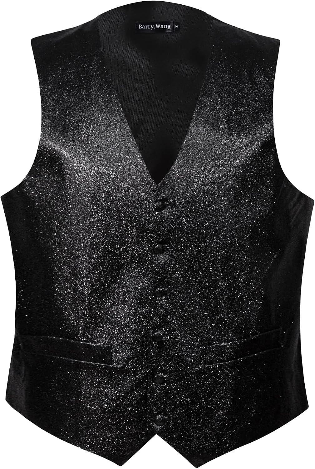 Barry.Wang Mens Shiny Vest V-neck Silm Fit Suit Waistcoat Bowtie Set Party Prom Tuxedo Formal Casual