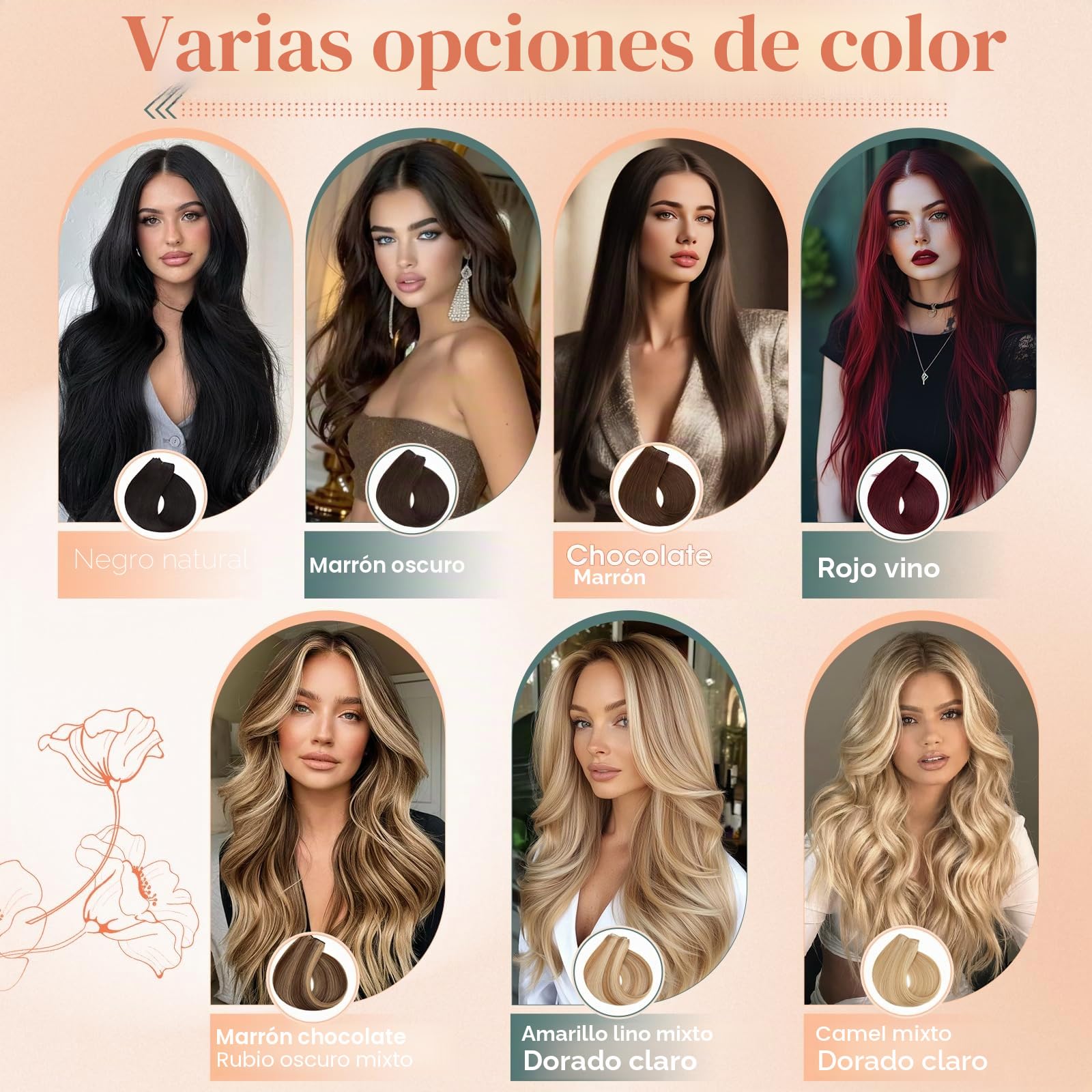 Benehair Extensiones de Alambre de Cabello Humano, 65g Una Sola Pieza Invisibles Extensión, Ajustables de Cabello Humano Extensiones, Halo de Alambre de Cabellera Real, 45CM #4RP27R