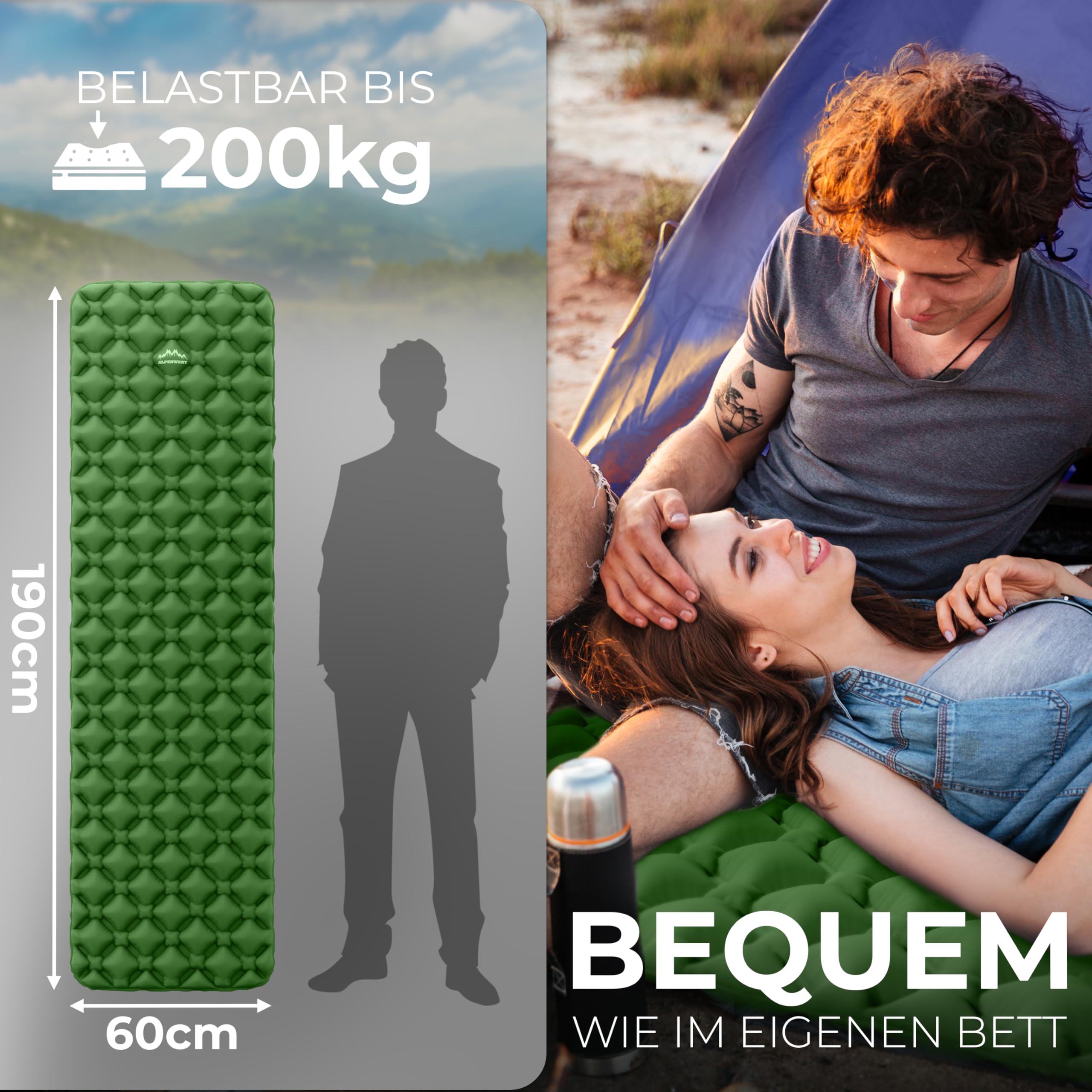 Isomatte Outdoor [Kleines Packmaß & Ultraleicht] Luftmatratze perfekt für C