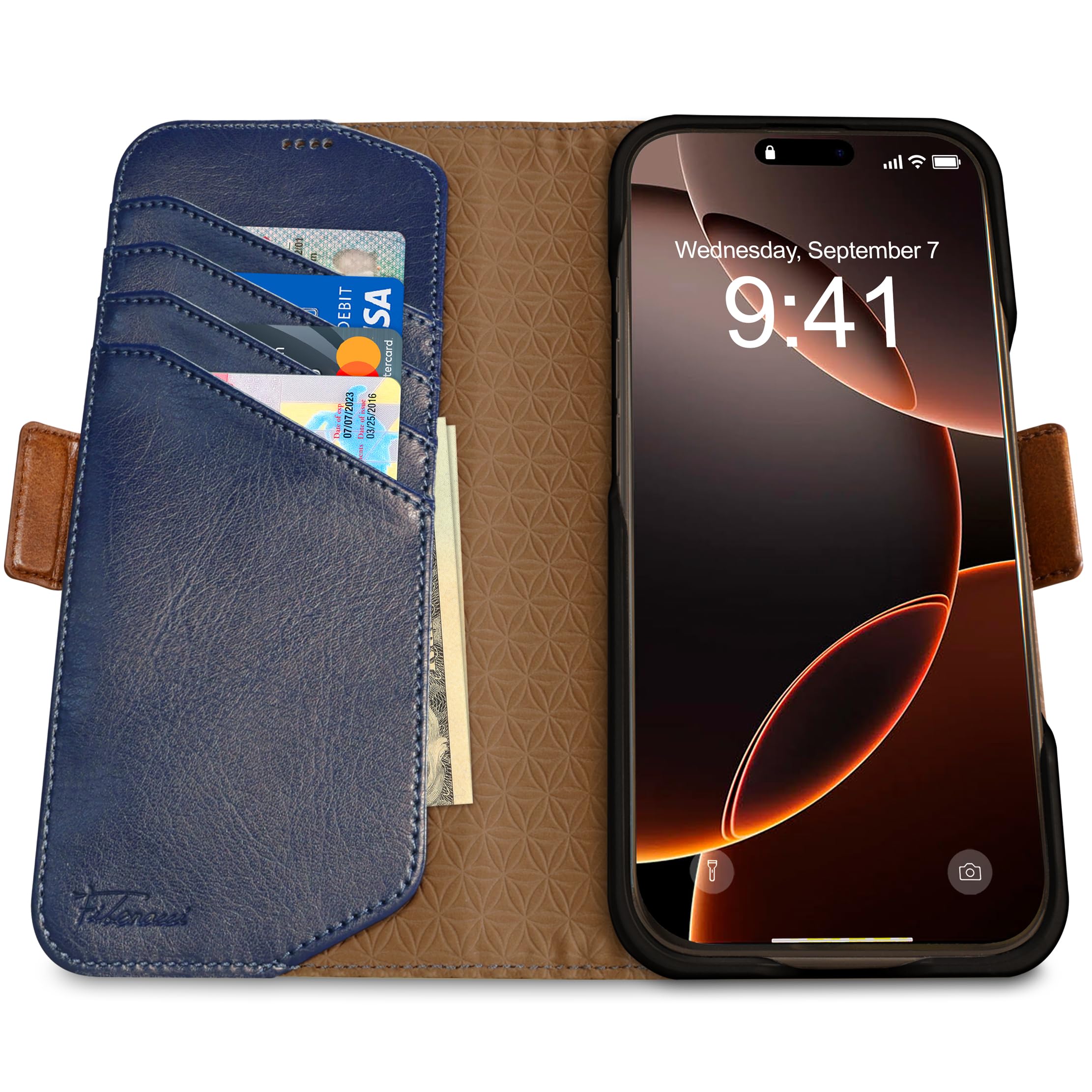 Dreem Etui z portfelem do iPhone'a 16 Pro Max, rewolucyjny stojak na telefon, wegańska skóra, magSafe-Fit, magnetyczne odpinane etui z klapką, uchwyt na kartę blokującą RFID, pudełko prezentowe
