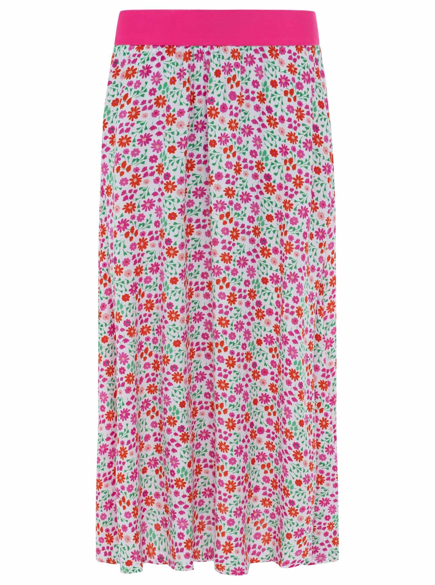 Zwillingsherz Damen Maxirock mit Blumen Allover Muster aus 100% Viskose – Langer, fließender Sommerrock mit elastischem Komfortbund – Feminisches Design für Alltag, Freizeit & Urlaub