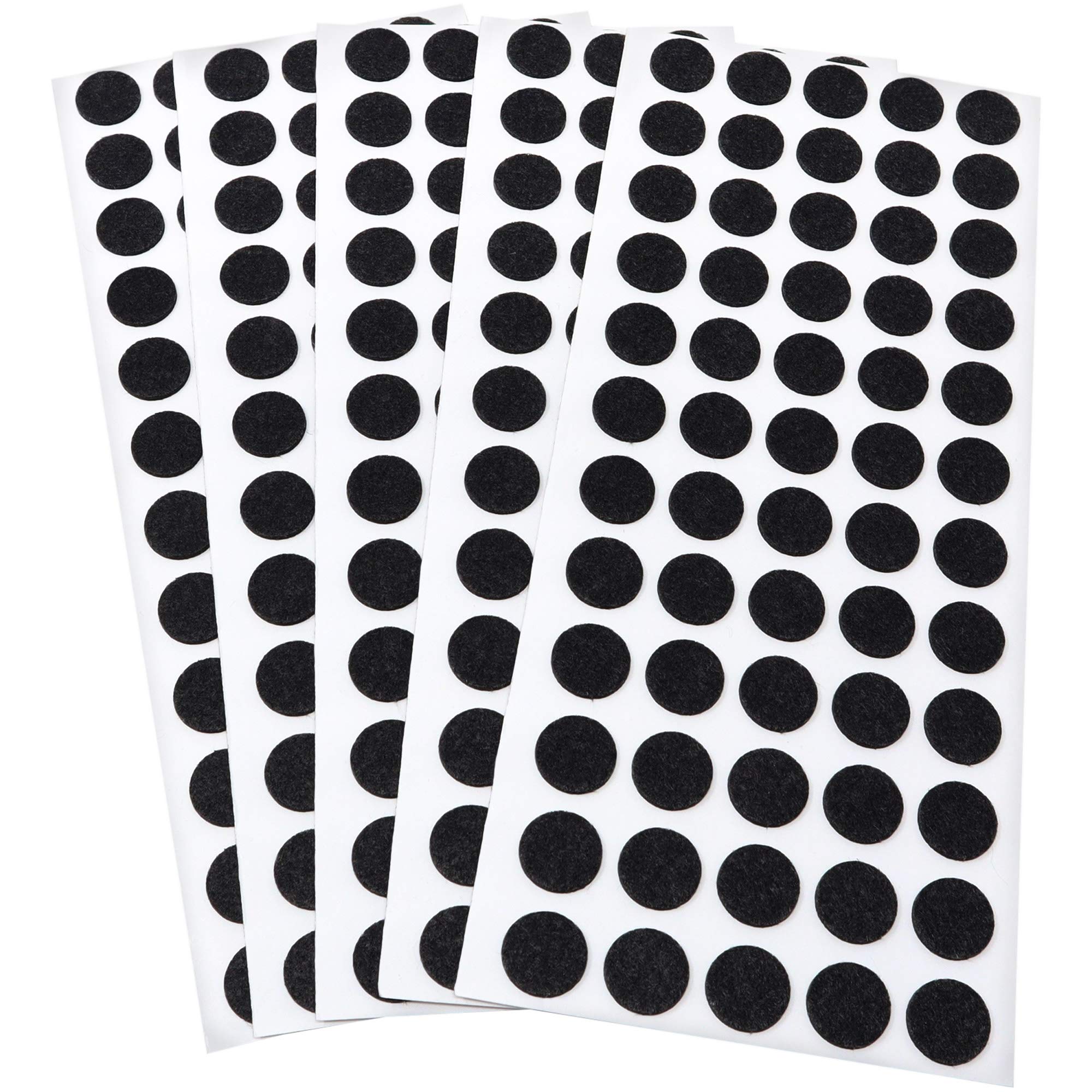 Adsamm® / 300 x self-stick felt pads / Ø 0.55'' (Ø 14 mm) / black / round / self-adhesive furniture glides with felt thickness of 0.059'' / 1.5 mm