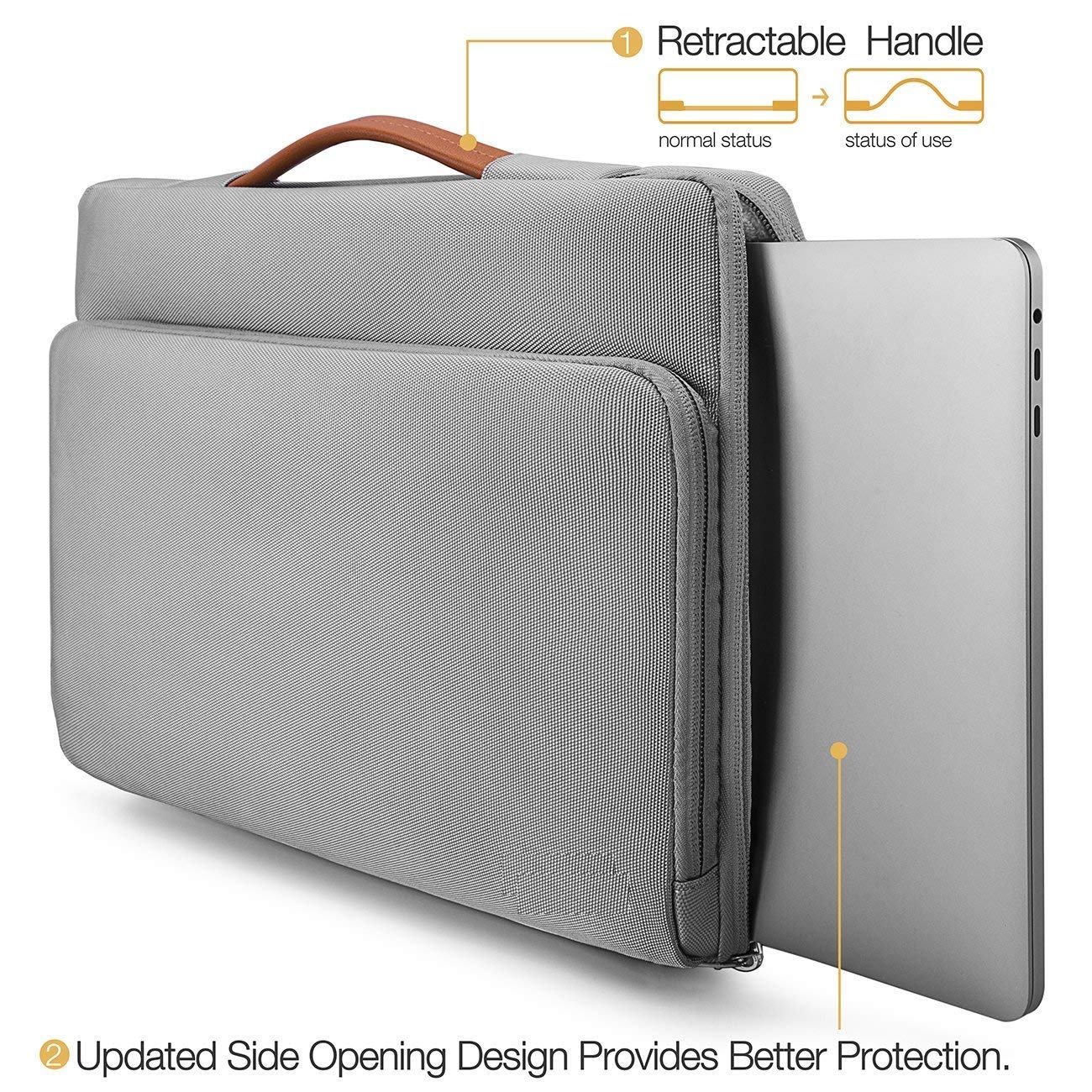MOCA Compatible Laptop Sleeve Hand Bag Sleeves for 15 15.4 15.6 Inch MacBook Pro Dell 15 15.4 15.6 Inch Laptop Shoulder Messenger Bag Sleeves,Grey — Amazon image 2