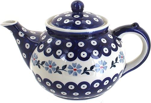 Miniatura 13 de Tetera de mariposa azul de cerámica polaca rosa azul