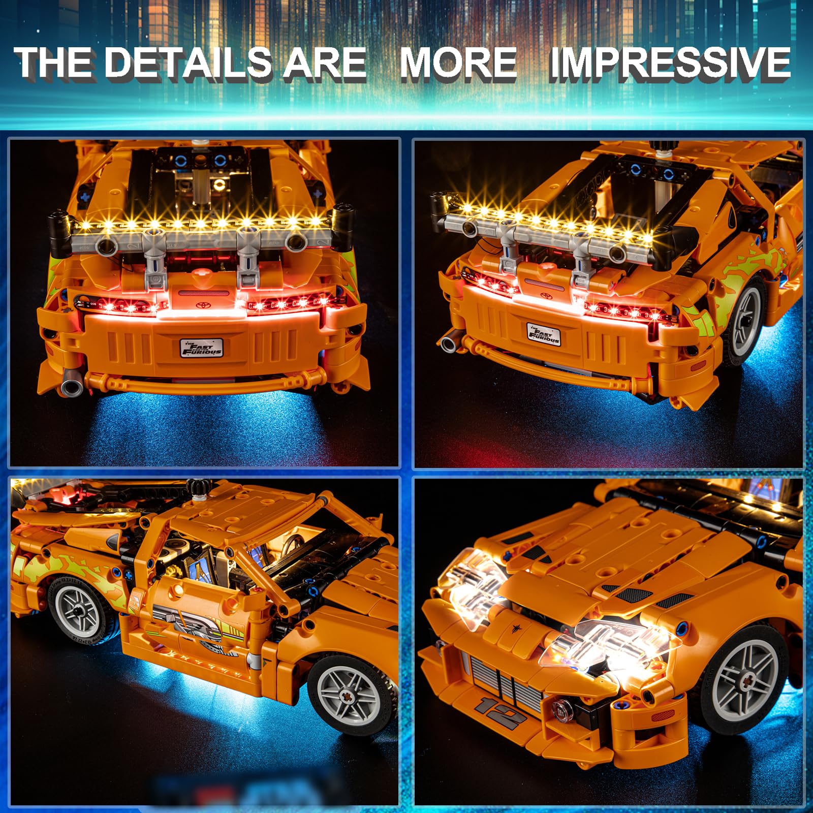 ルボクール 4点セット Mililier LED Light Kit for Lego 42204 Fast and Furious Supra-MK4
