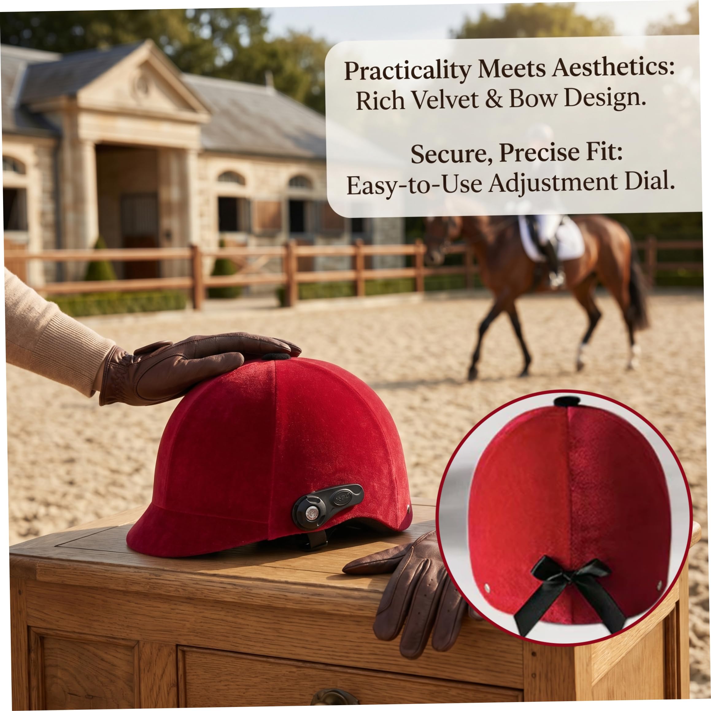 Casco da Equitazione, Casco equestre in Velluto, Cappello da Equitazione - vestibilità Regolabile per Adulti e Adolescenti |.Nero, 55-62 cm/21, 65-24, 41 Pollici