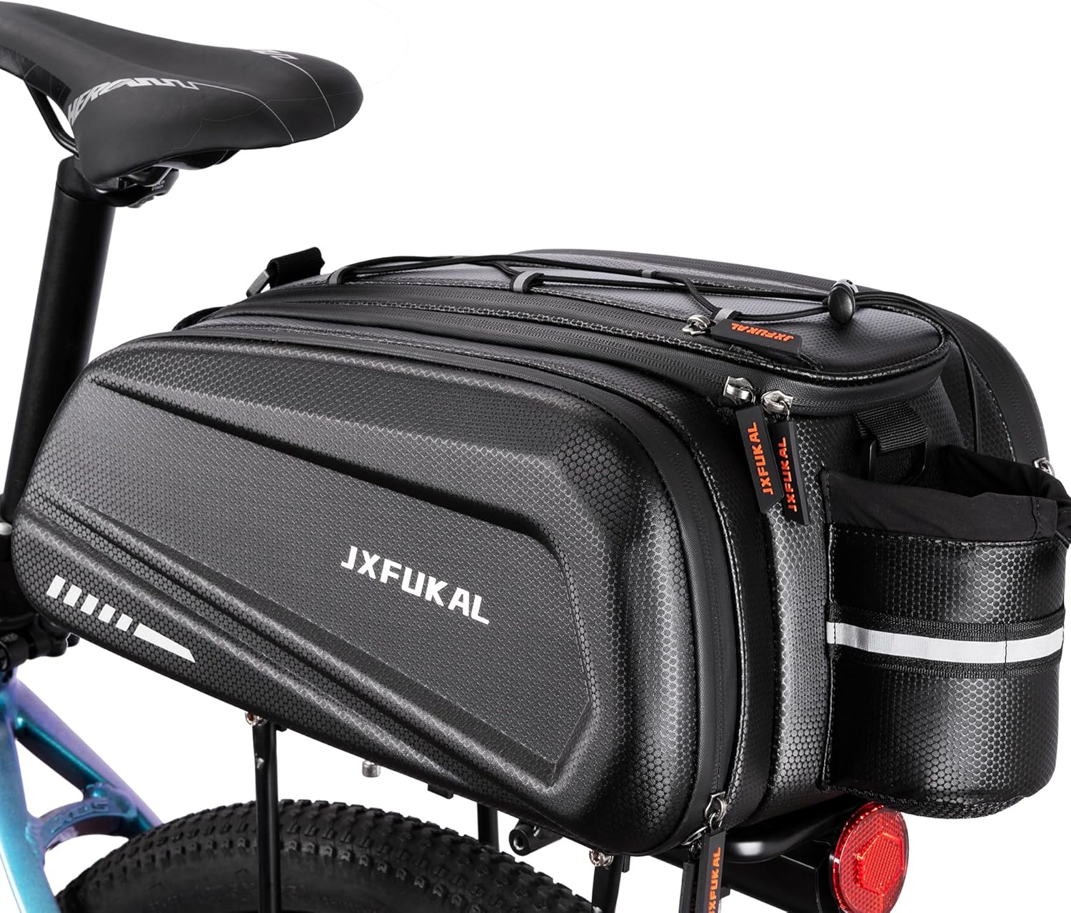 JXFUKAL Bike Bags for Bicycle Rear rack - 9.5L/17L/40L Hard Shell Waterproof Bike Ebike Trunk Pannier Saddle Seat Bag Carrier with Reflector
