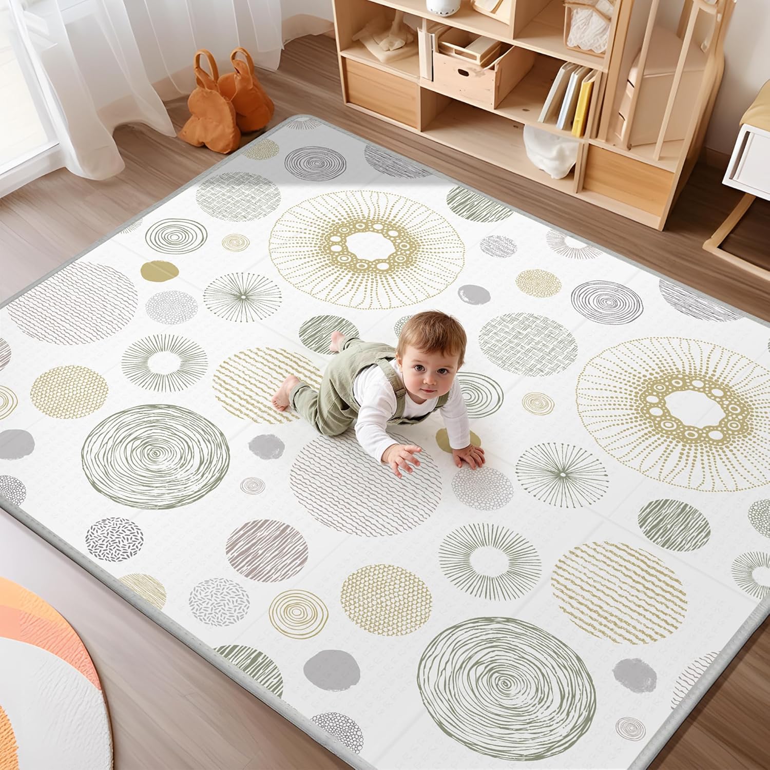 Baby Play Mat, 79x70 Inch Foldable Play Mats for Babies and Toddlers, Extra Large Play Mat, Anti-Slip Crawling Mat for Floor, Reversible & Waterproof Foam Floor Mat, Baby Foam Playmat for Tummy Time