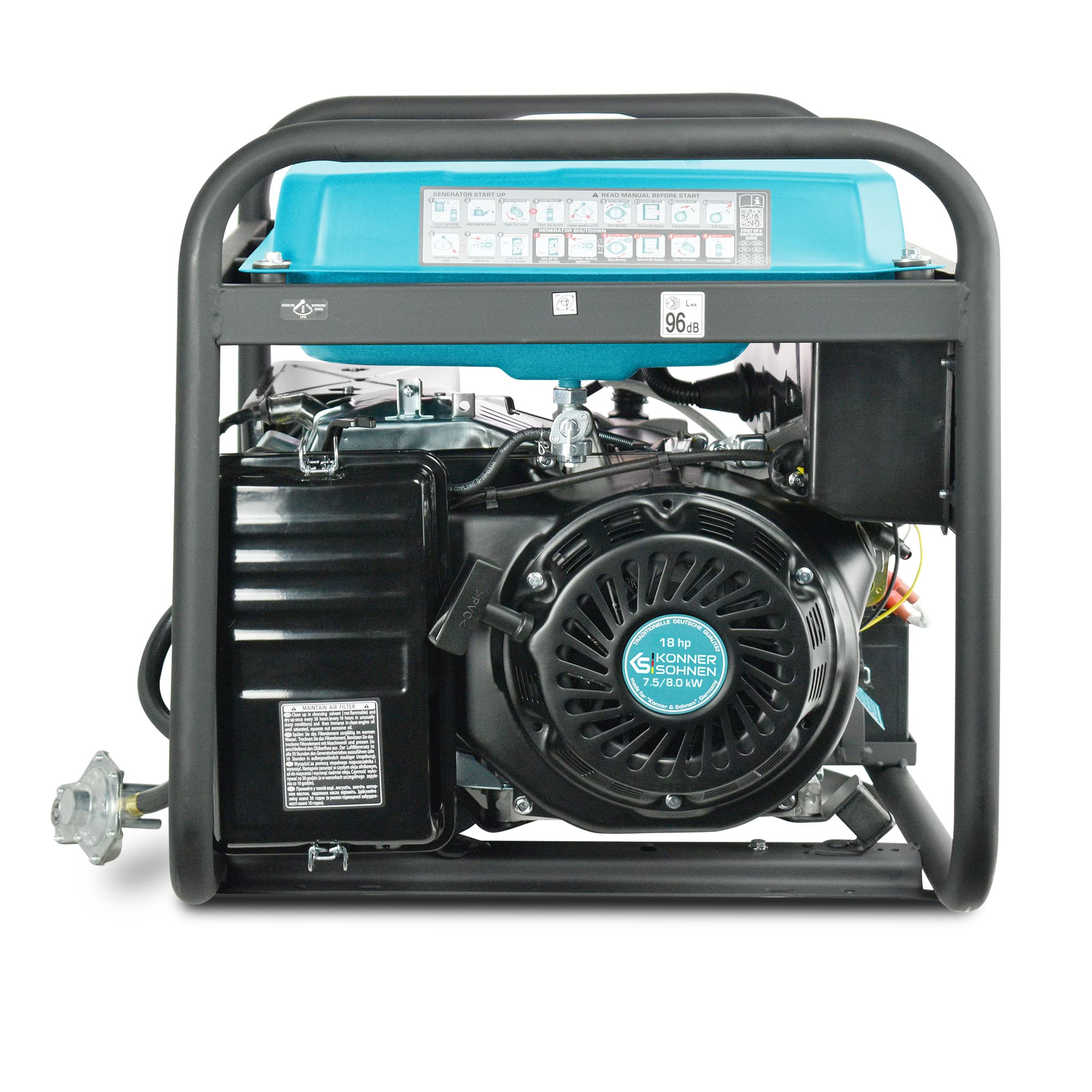 Generatore ibrido a benzina e gas KS 10000E G Serie DUAL FUEL potenza massima 8000W, 1x16A, 1х32 (230V), 12V, regolatore automatico di tensione (AVR), protezione sovraccarico e cortocircuito…