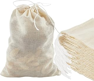 TUZAZO 24 Pack Reusable Spice Bags for Cooking, Cheesecloth Bags for Straining, Drawstring Cotton Tea Bags Soup Bags Bone Broth Brew Bags Muslin Bags (6 x 8 inch)