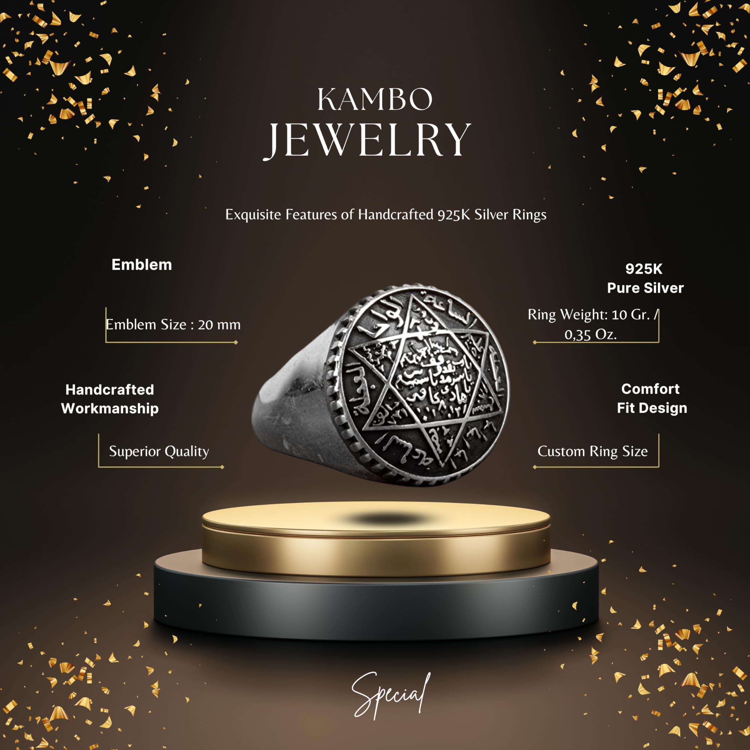 Anillo de plata de ley 925 para hombre, anillo con sello de Salomón, envío exprés gratuito, Plata de ley, Sin piedras preciosas