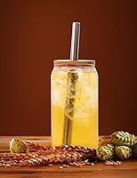 Vista 3 de ANOTION Vaso con tapas y pajilla, cubierta superior de bambú, vasos reutilizables de 20 onzas, vaso con exquisita caja de embalaje para viajes