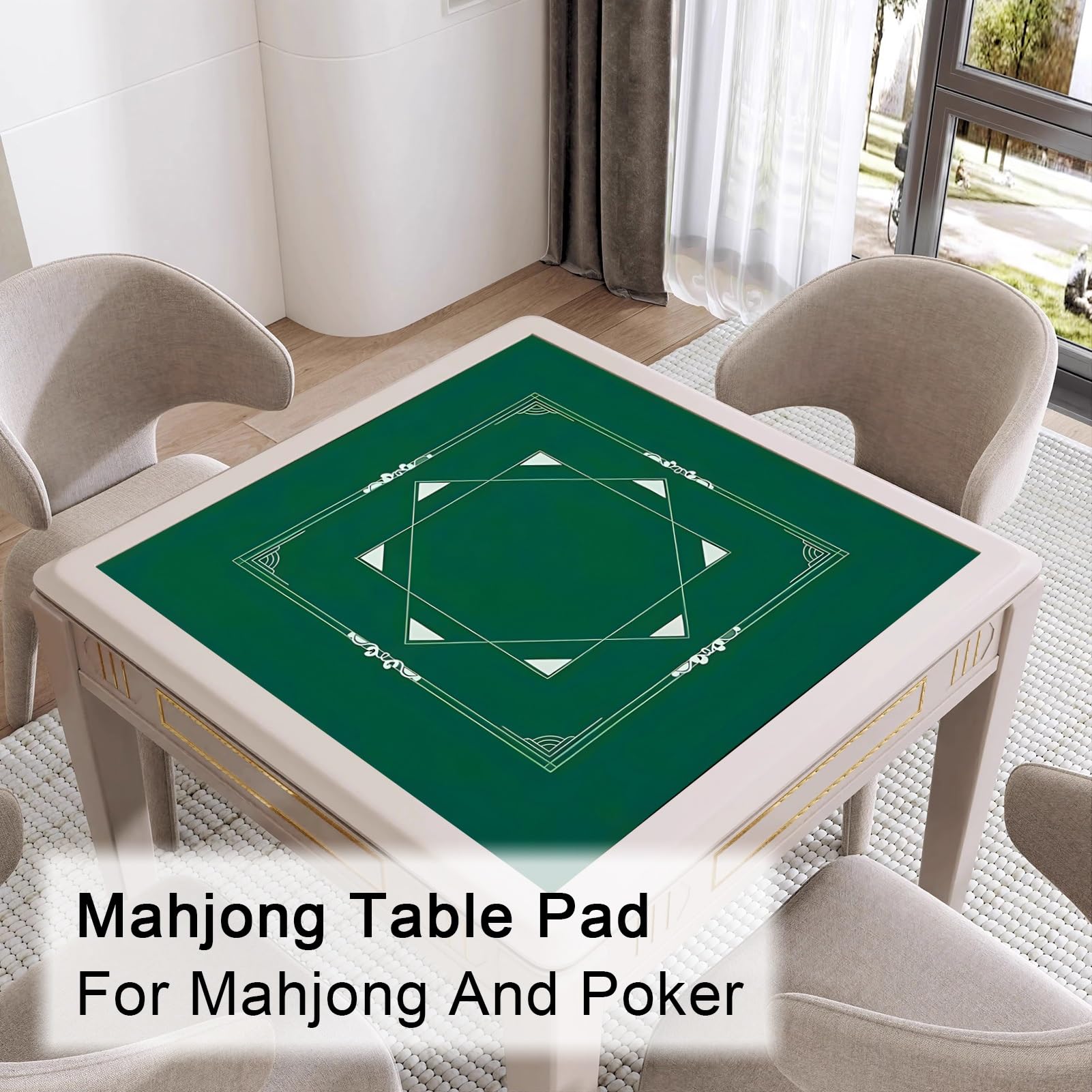 tapete de póquer, Tapete de Mesa Majiang, tapete Cuadrado Mahjong for , Antideslizante y con reducción Ruido(Green 1,90x90cm(35.43x35.43in))