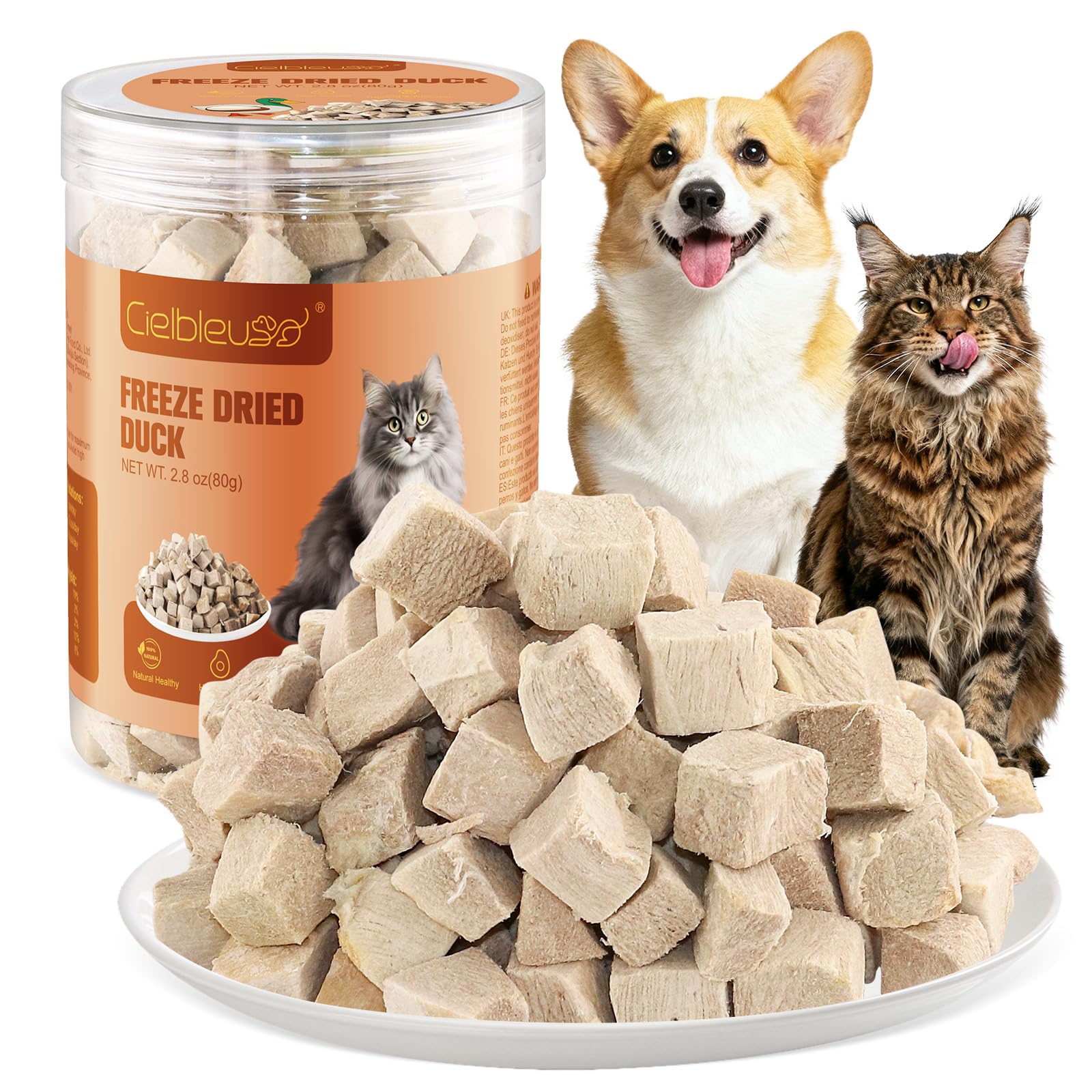 Friandises Lyophilisées pour Chats, Friandises Lyophilisées au Canard pour Chiens et Chats, 100% Magret de Canard, Riche en Protéines, sans Gluten ni Céréales (80g)