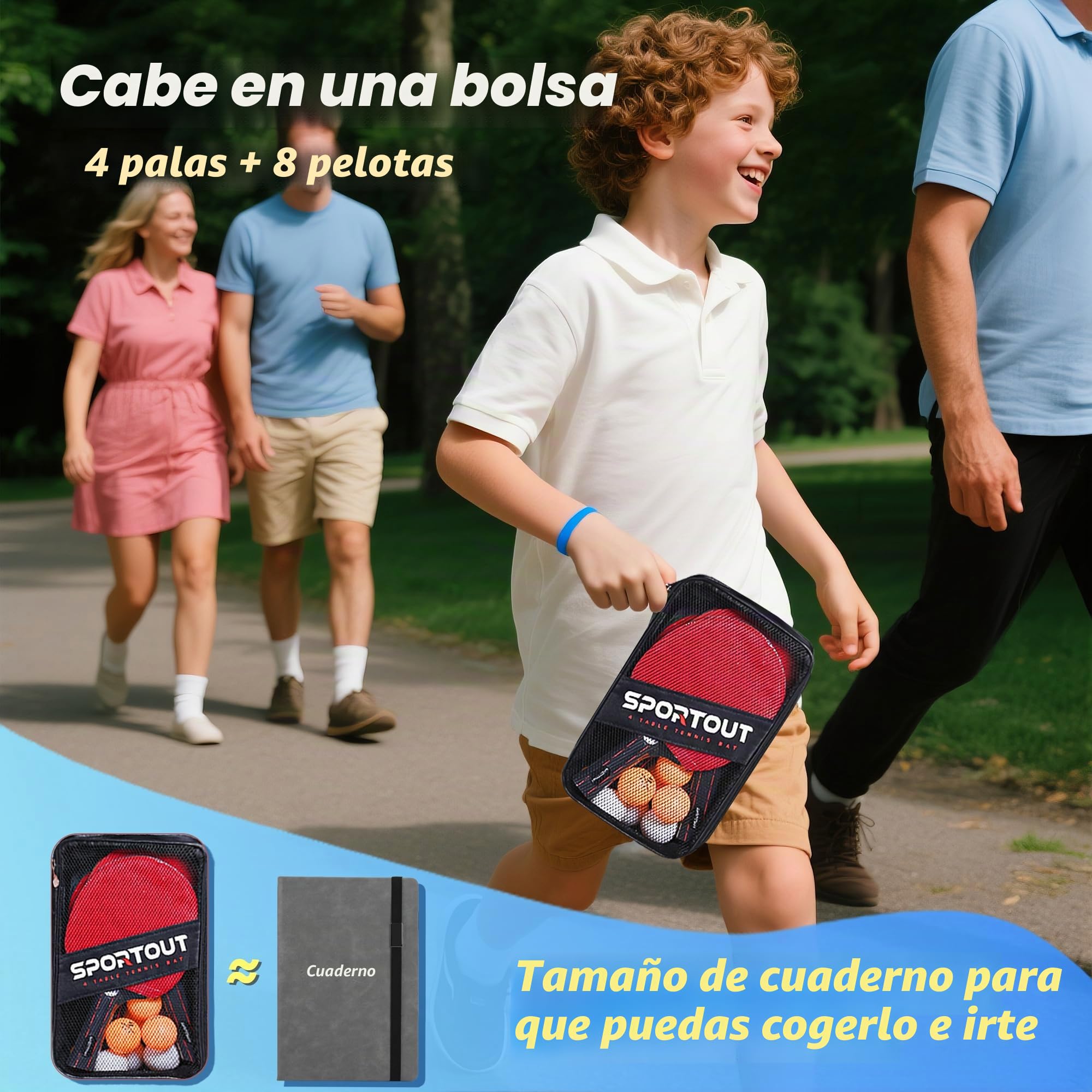 Palas de Ping Pong, Set de Alto Rendimiento - Palas de Tenis de Mesa, Pelotas de Ping Pong, Caja de Almacenamiento - Palas de Ping Pong - Mesa de Ping Pong Exterior, Interior (4 Bats)