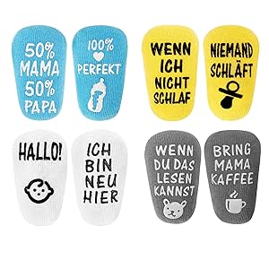 ANOTION Baby Socken 0-12 Monate, Baby Socken Socken Lustig Baby Geschenk