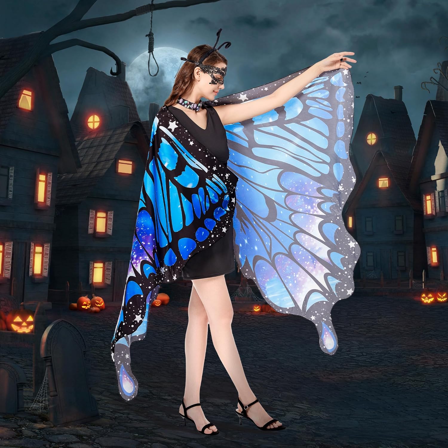 Tibeha Butterfly Wings for Women Girls - Halloween Cape Kid Adult Costume with Mask and Antenna Headband : Clothing, Shoes & Jewelry