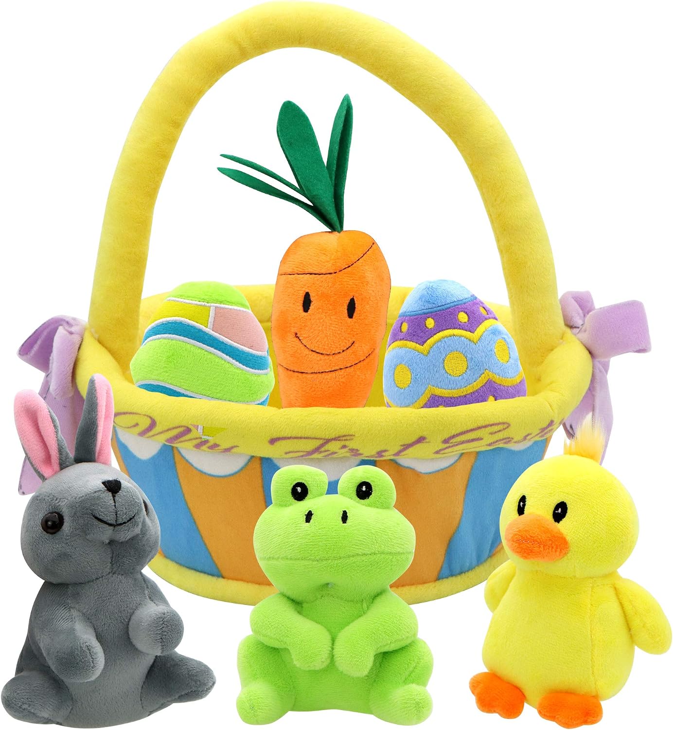 JOYIN 7 Pcs Basket for Easter Plush Original Style Plushies Playset Stuffers Toys Party Favors,Plush Baby, Toddler & Kids of All Ages