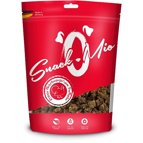SnackOMio - Snack premium para perros - jugosos dados de carne de pavo, sin cereales, 1 pack (1 x 125g)