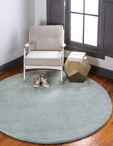 Unique Loom Solo Collection - Alfombra de área, Calabasas (7 pies 10 pulgadas, redonda, azul claro)