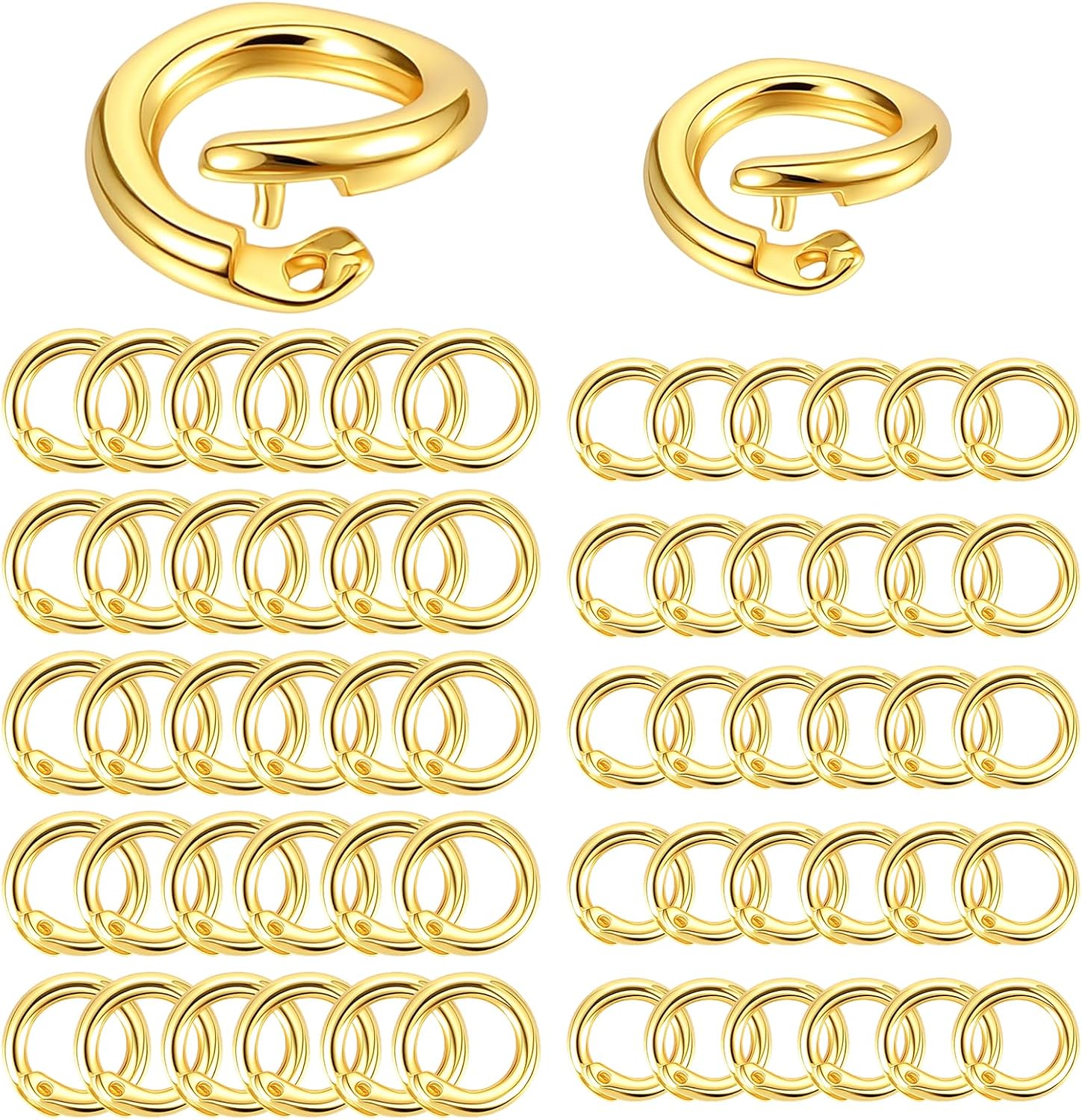 60 Pcs 18K Gold Jump Rings for Jewelry Making- Heavy Duty Locking Jump Rings Round Open Split O-Ring Connector Links for Key Chains Necklace Bracelet Earrings Jewelry Making DIY Crafts Keychain
